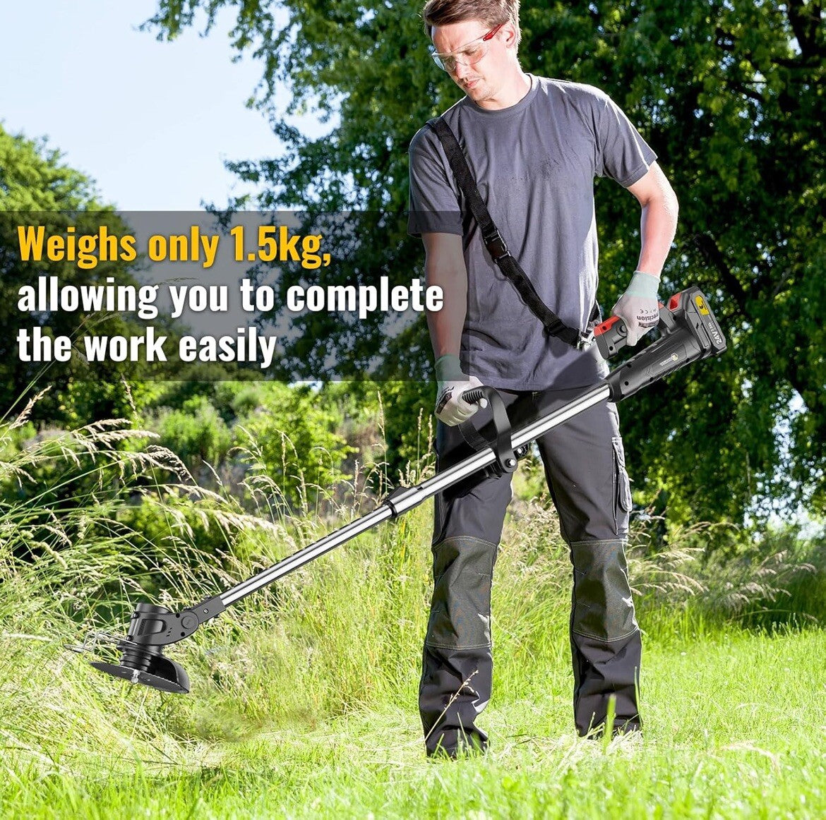 Conentool 24V Cordless Strimmer - Grass Trimmers with Batteries and 15 Blades