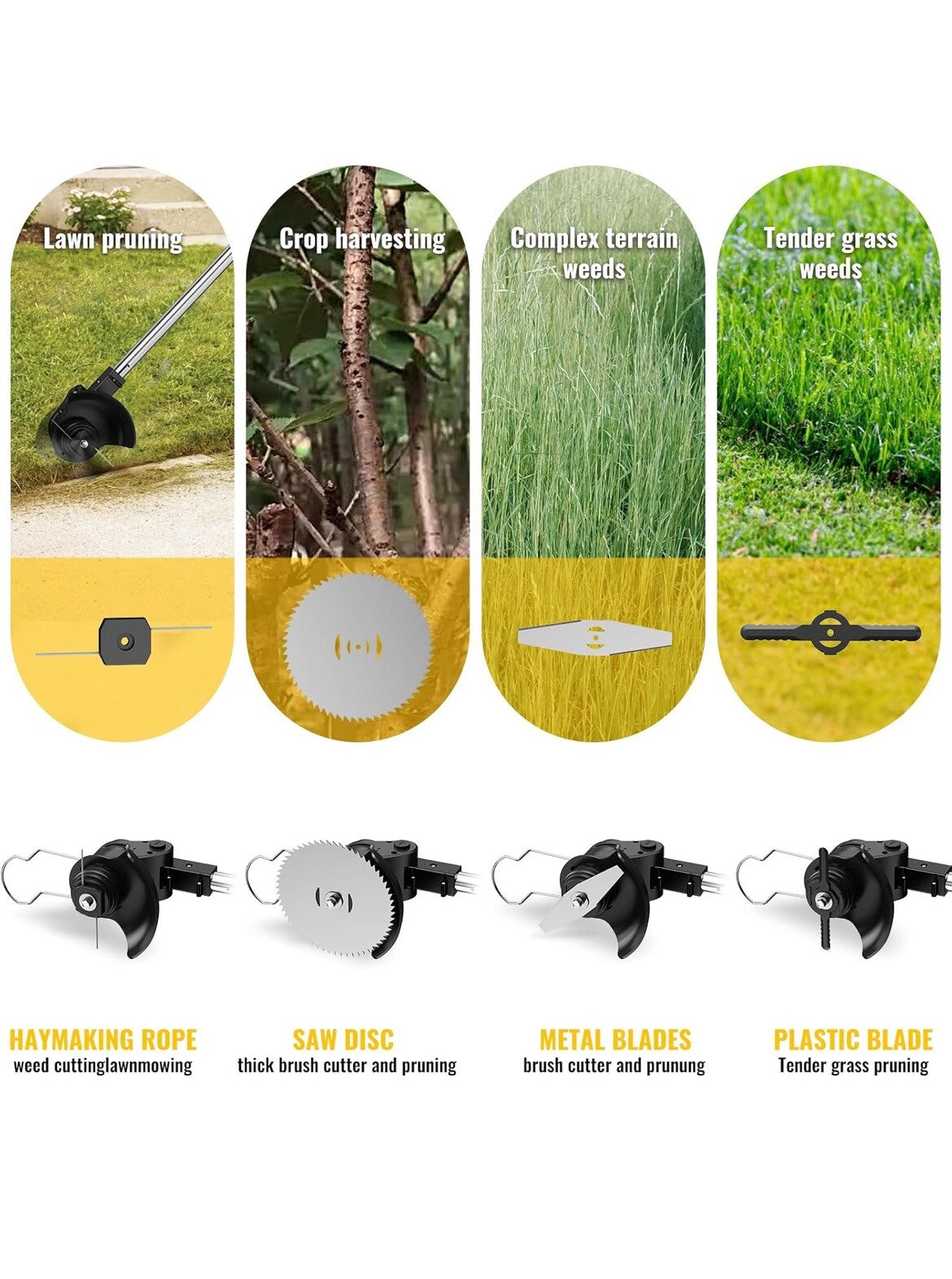 Conentool 24V Cordless Strimmer - Grass Trimmers with Batteries and 15 Blades