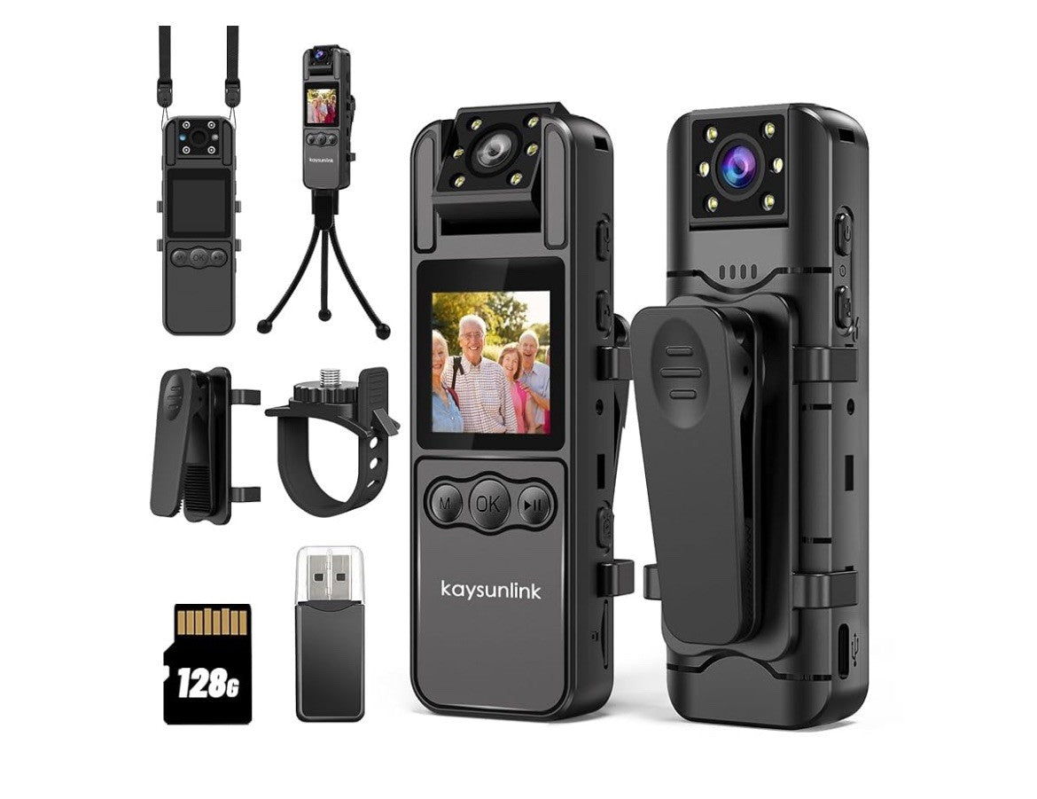 Kaysunlink 1.4” Screen Body Camera with Audio and Auto Video Night Vision 1080P