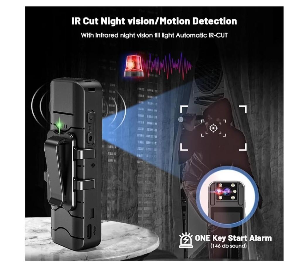 Kaysunlink 1.4” Screen Body Camera with Audio and Auto Video Night Vision 1080P
