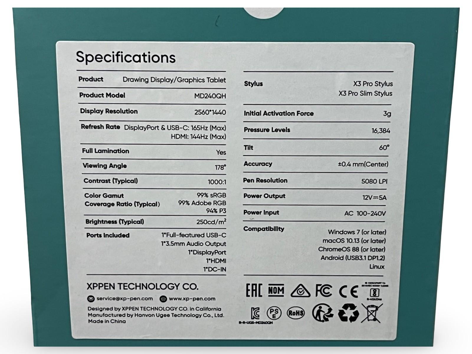 XP Pen Artist Pro 24 Gen2 23.8” 165Hz 2.5K QHD