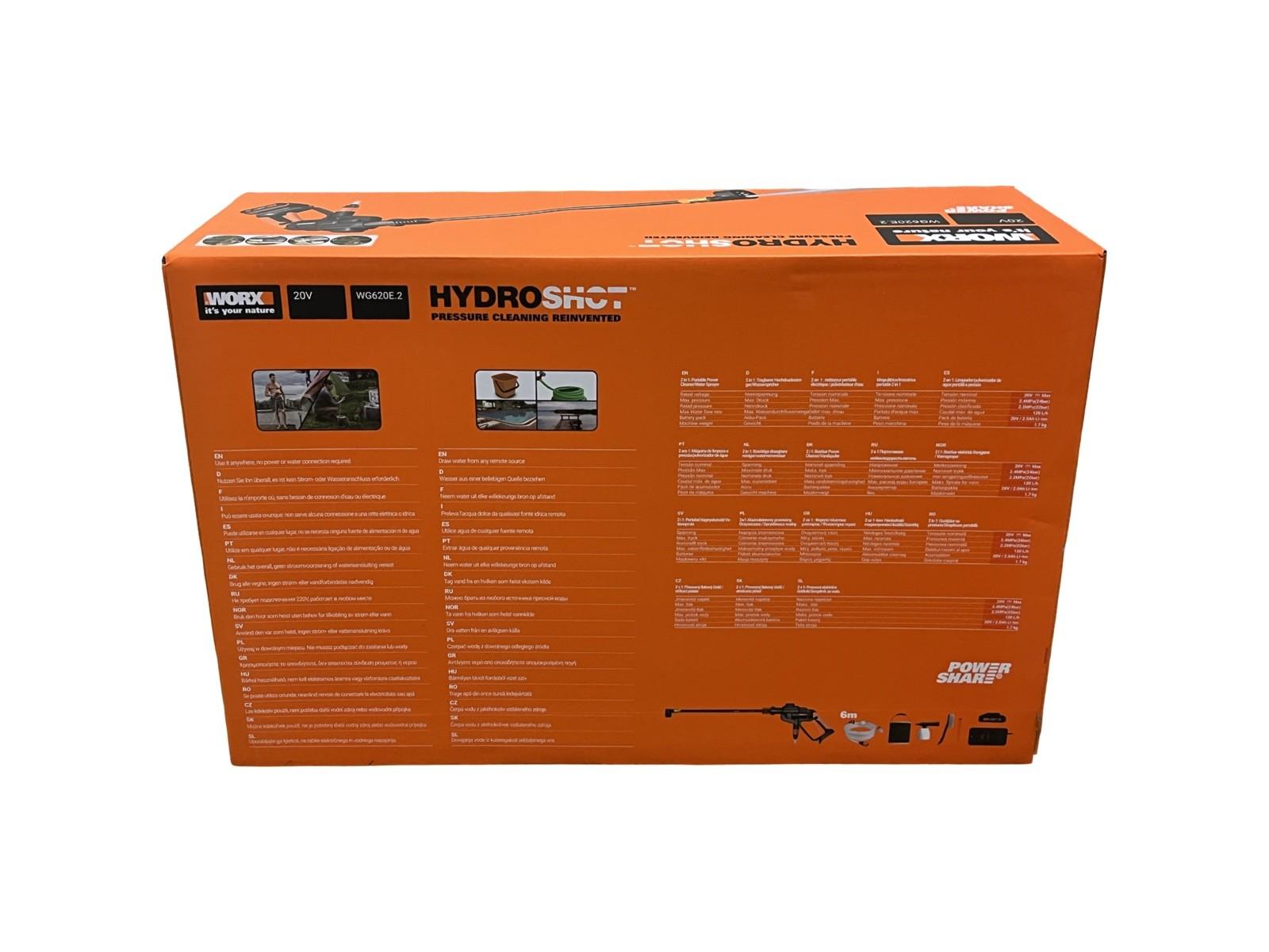 WORX Powershare Cordless Hydroshot Portable Pressure Cleaner Kit 20V 2.0Ah