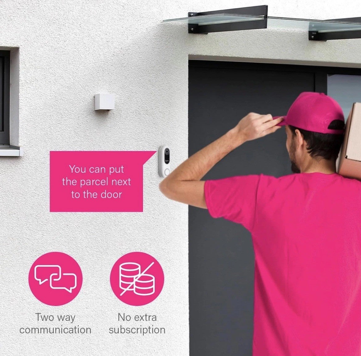 Byron Wired Wifi Video Doorbell DIC-23712 White SdCard Included NO SUBSCRIPTION