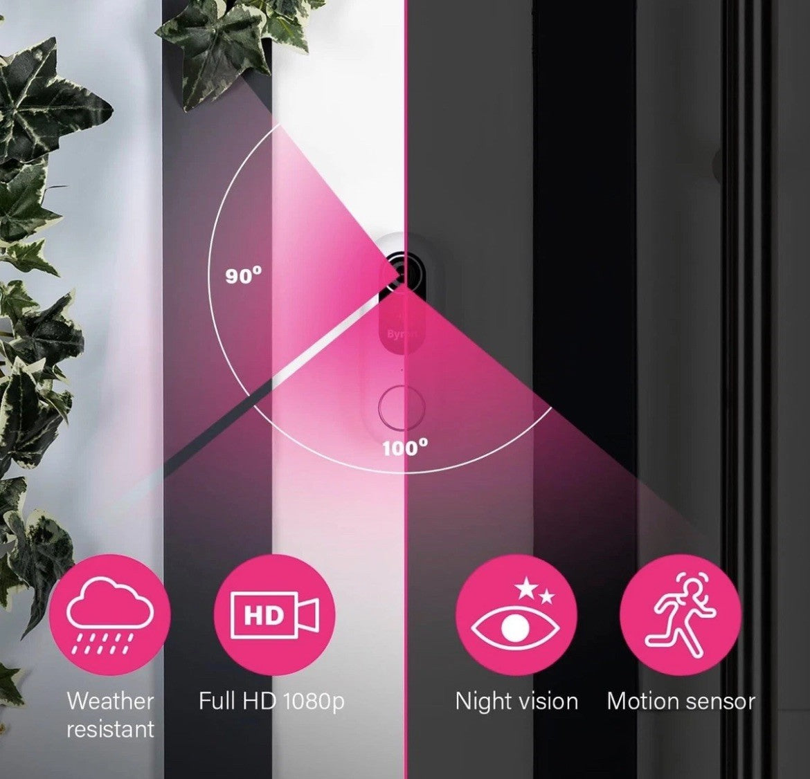 Byron Wired Wifi Video Doorbell DIC-23712 White SdCard Included NO SUBSCRIPTION