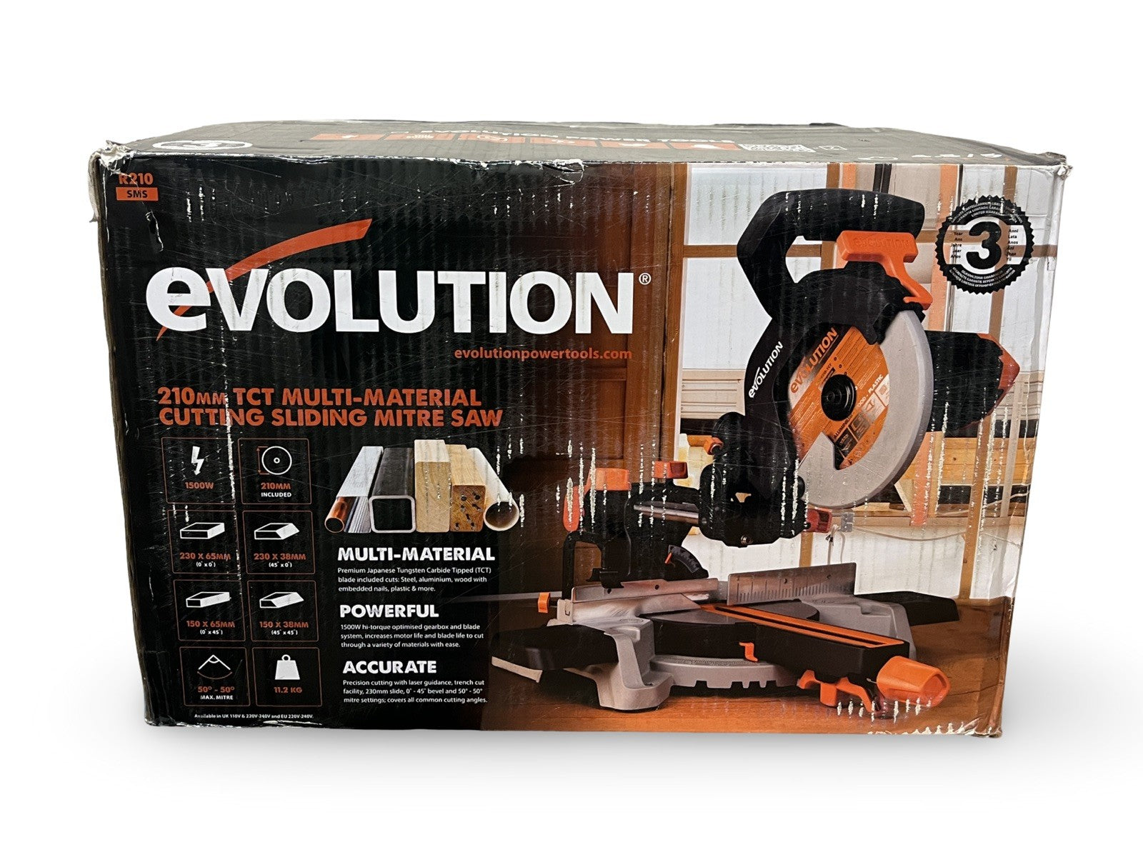 Evolution R210SMS Sliding Mitre 1500W 240V Manufacture Renew  GRADE A