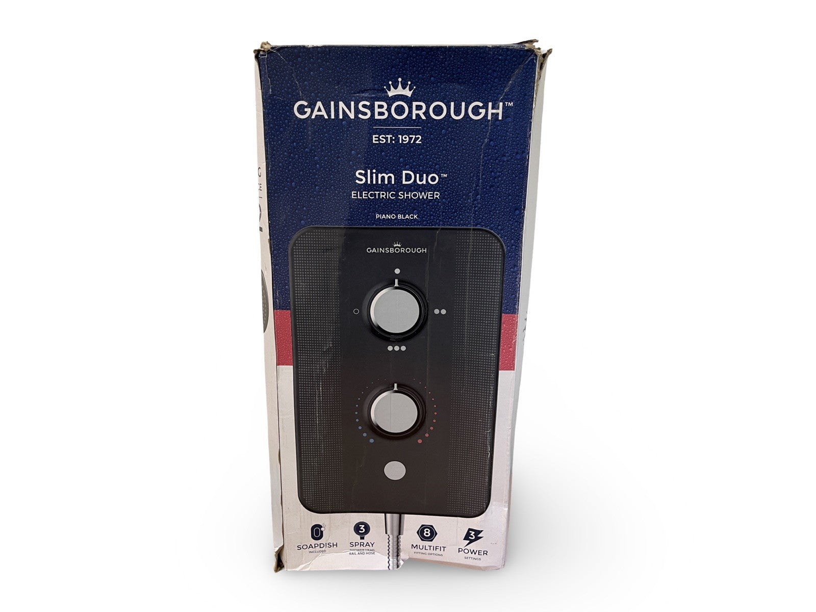 Gainsborough Electric Shower Slim Duo 9.5 kW Piano Black NEW FREE P&P