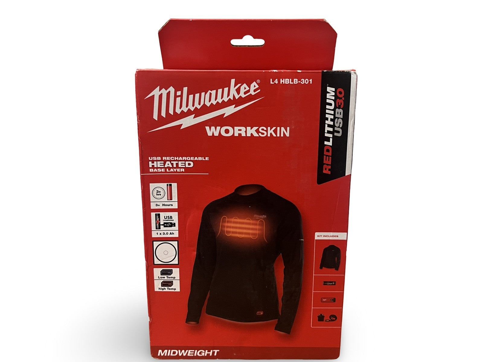 Milwaukee Workskin Heated Base Layer L4HBLB-301M Medium NEW FREE P&P