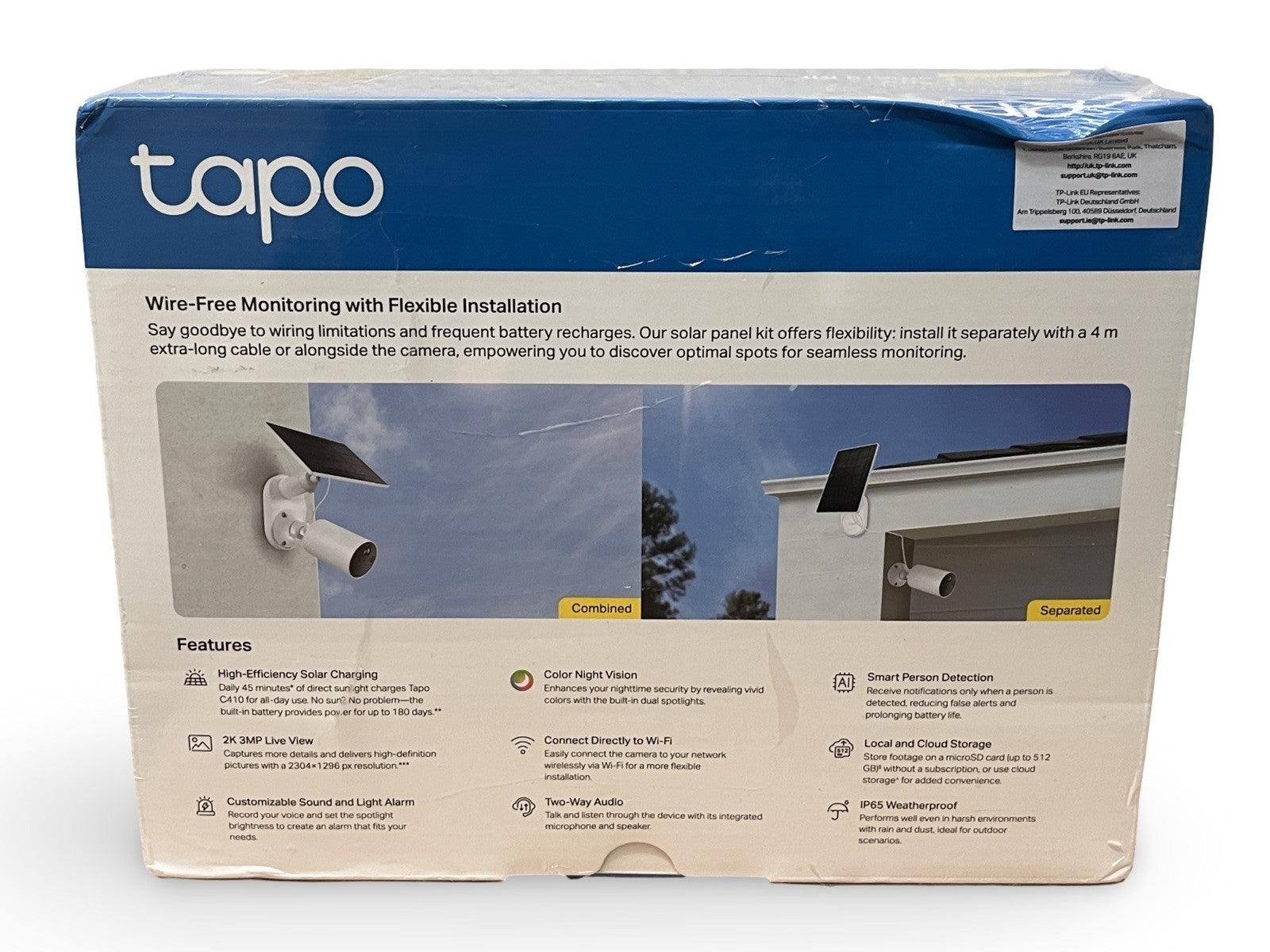 Tapo C410 Kit Solar Powered Security Camera Kit 2K Resolution Night Vision NEW