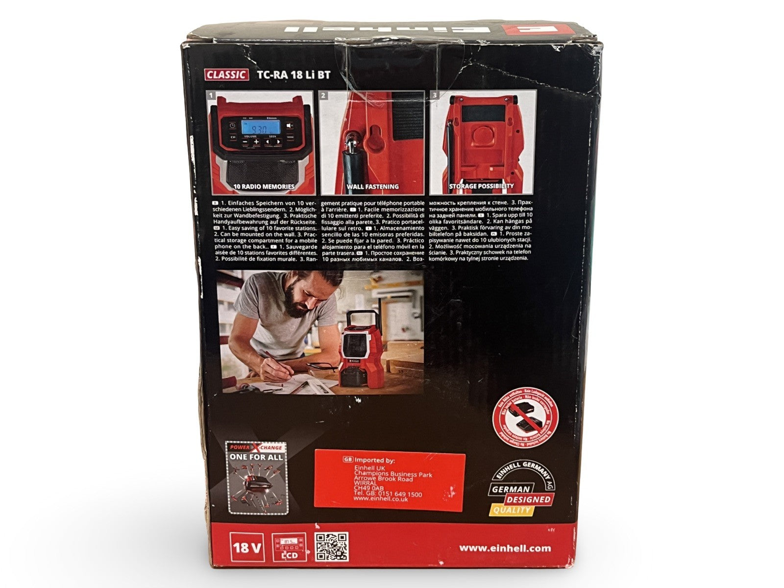 Einhell Power X-Change Cordless Radio (TC-RA 18 Li BT-Solo) Body Only NEW