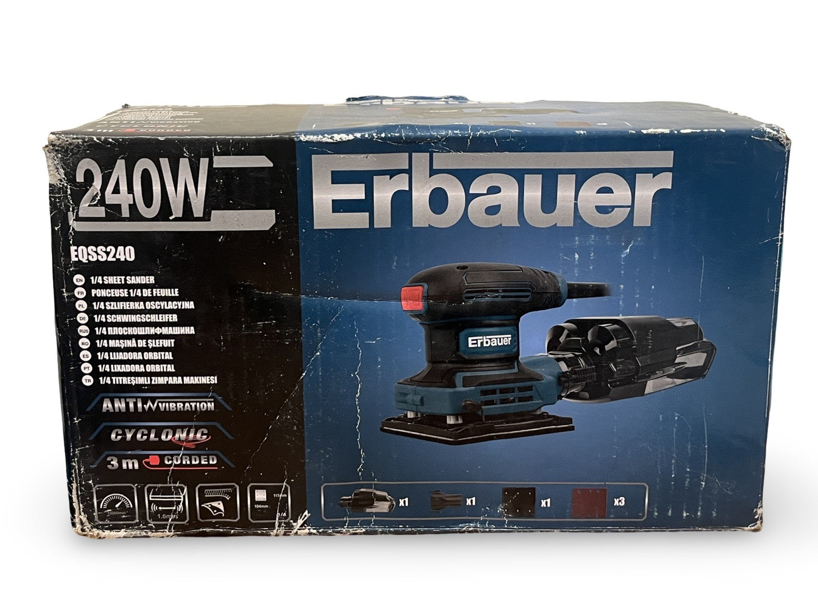 Erbauer EQSS240 Electric 1/4 Sheet Sander 240W 220-240V NEW SEALED