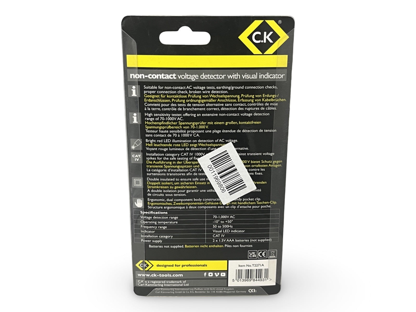 CK T2271A Non Contact Voltage Detector with Visual Indicator NEW