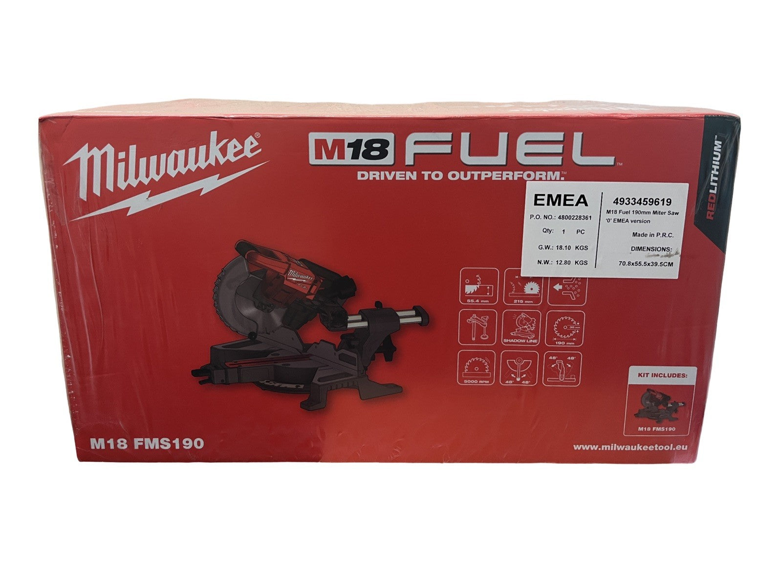 Milwaukee M18FMS190-0 18V Fuel 190mm Mitre Saw Body Only NEW SEALED FREE P&P