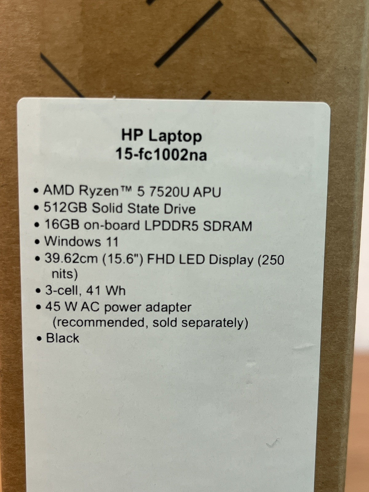 HP 15-fc1002na 15” AMD Ryzen™ 5, 16GB, 512GB, FHD NEW SEALED HP WARRANTY